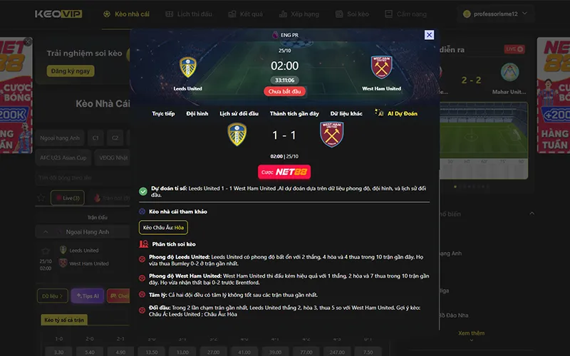 Dự đoán kết quả AI Leeds vs West Ham 02h00 ngày 25/10/2025