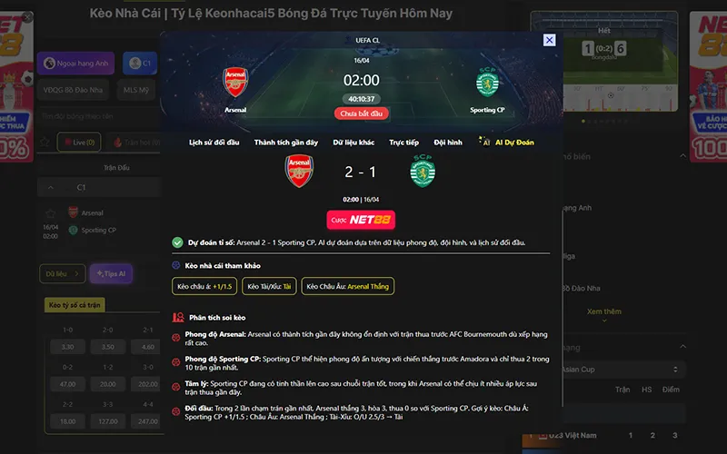 Dự đoán kết quả AI Arsenal vs Sporting 02h00 ngày 16/4/2026 